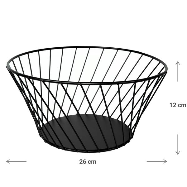 Corbeille à fruits en métal, noir, coupe à fruits, Ø 26 cm