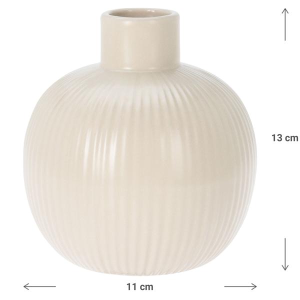 Vaso di ceramica, beige, vaso di fiori nobili smaltato, 11 x 13 cm