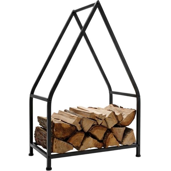 Elegante portalegna in metallo “Casa“ (50x32x80cm): supporto per legna da camino nero, conservazione della legna con stile e impilamento perfetto