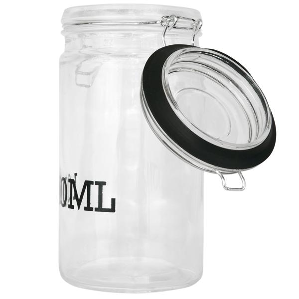 Drahtbügel-Vorratsglas 1000ml - Luftdichte Glasbehälter für Mehl, Zucker, Müsli, Nudeln & Reis - Transparenter Aufdruck für Füllmenge - 10x20cm