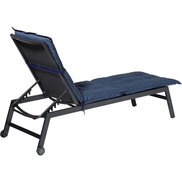 Liegen-Auflage - Weiche, komfortable Polsterung, kobalt, 200x65 cm - UV-Schutz, Bindebänder & Riemen - Für Garten, Balkon, Liegestuhl, Sonnenliege