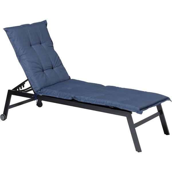 2er-Set Liegen-Auflage - Weiche, komfortable Polsterung, kobalt, 200x65 cm - UV-Schutz, Bindebänder & Riemen - Für Garten, Balkon, Liegestuhl, Sonnenliege