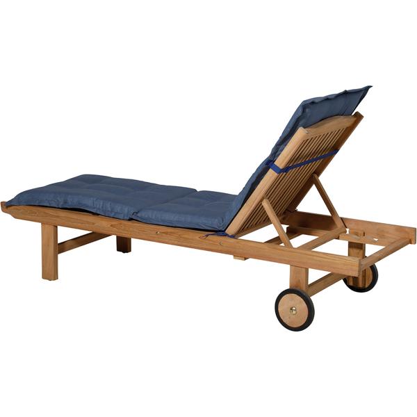 2er-Set Liegen-Auflage - Weiche, komfortable Polsterung, kobalt, 200x65 cm - UV-Schutz, Bindebänder & Riemen - Für Garten, Balkon, Liegestuhl, Sonnenliege