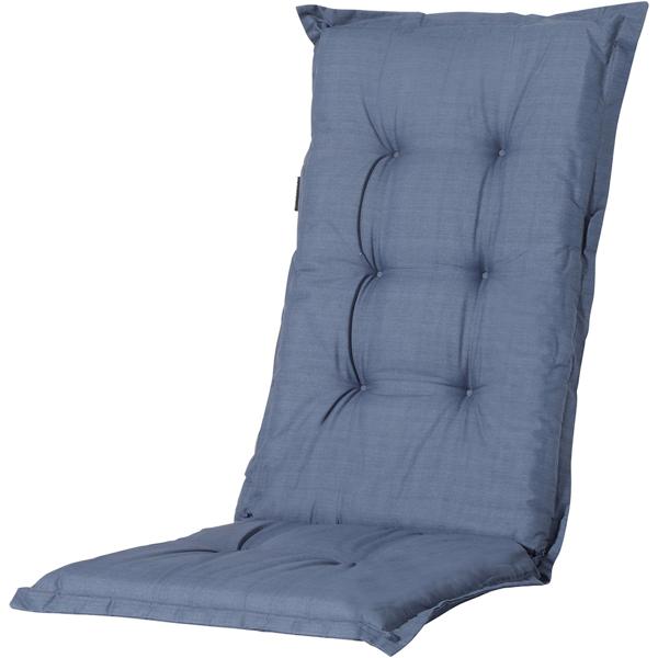 High-back garden chair cushion – Soft, comfortable padding, cobalt blue, 123 x 50 cm – UV protection, with tie straps & belt, high-back padding
