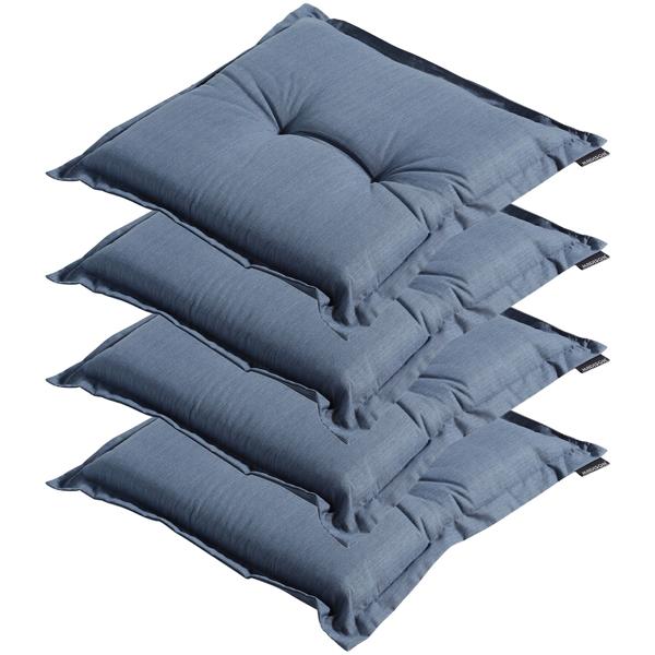 4er-Set Garten Sitzkissen 50x50 cm Kobalt-Blau - 7cm dicke Stuhlauflagen mit UV-Schutz - Bequeme SG-20 Füllung - Modernes Design ohne Bänder - Baumwoll-Mix