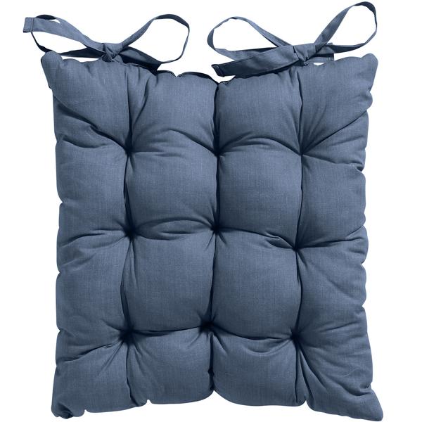 Set of 4 quilted chair cushions 46 x 46 cm cobalt – Comfortable seat cushions for kitchen and garden chairs – 8 cm thick – UV protection – With fastening ties