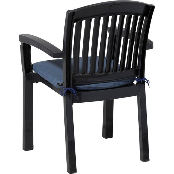 4er-Set Stuhlkissen 46x48 cm Kobalt-Blau - Bequeme Sitzkissen für Esszimmer & Gartenstühle - 4,5 cm Dicke - UV-Schutz - Mit Befestigungsbändern - SG-20 Füllung