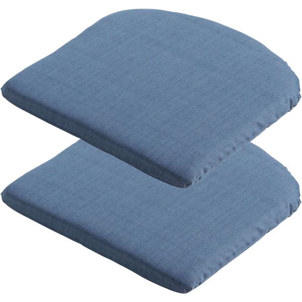 Set of 2 chair cushions 46 x 48 cm cobalt blue – Comfortable seat cushions for dining room & garden chairs – 4.5 cm thick – UV protection – With fastening ties – SG-20 filling