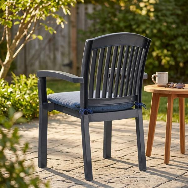 2er-Set Stuhlkissen 46x48 cm Kobalt-Blau - Bequeme Sitzkissen für Esszimmer & Gartenstühle - 4,5 cm Dicke - UV-Schutz - Mit Befestigungsbändern - SG-20 Füllung