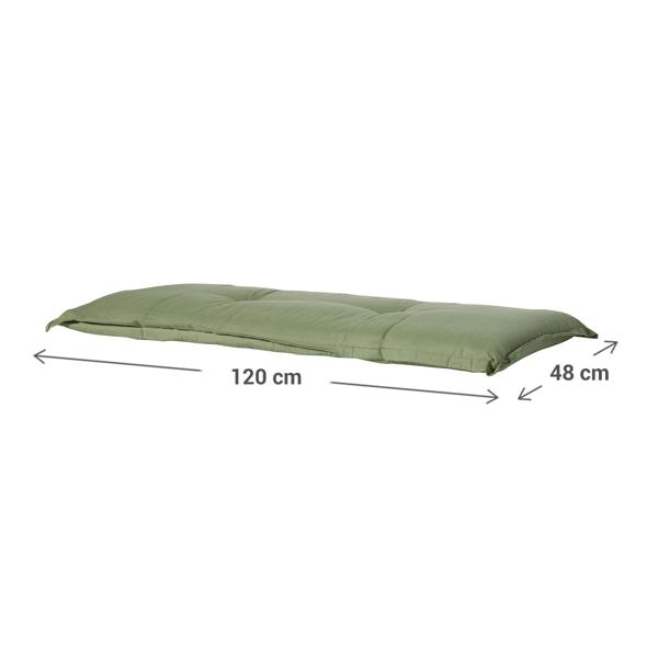 Bench cushion green 120x48 cm – Comfortable 6 cm SG-20 padding – Seat cushion for garden bench made of cotton & polyester – UV protection, garden bench cushion