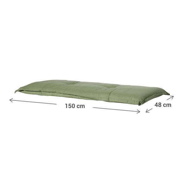 Bench Cushion Green 150x48 cm – Comfortable 6 cm SG‑20 Padding – Seat Cushion for Garden Bench in Cotton & Polyester – UV Protection, Garden Bench Cushion