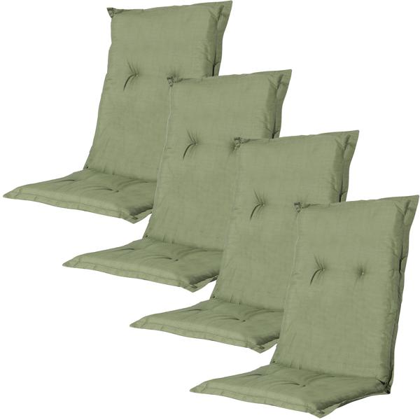 4er-Set Gartenstuhlkissen Niederlehner - Weiche, komfortable Polsterung, grün, 105x50cm - UV-Schutz, mit Bindebändern & Riemen, Niederlehner Polster