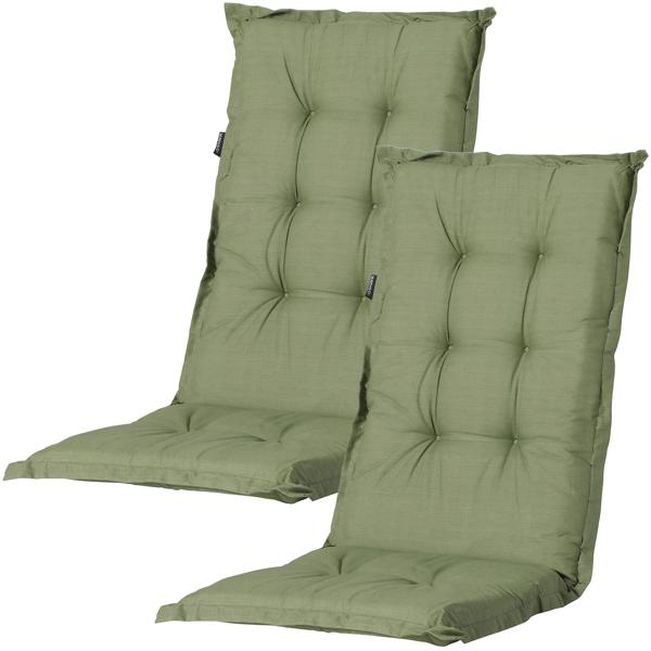 2er-Set Gartenstuhlkissen Hochlehner - Weiche, komfortable Polsterung, grün, 123x50cm - UV-Schutz, mit Bändern & Riemen, Hochlehner Polster