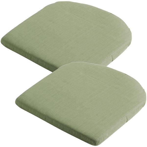Set of 2 chair cushions 46x48 cm green – Comfortable seat cushions for dining room & garden chairs – 4.5 cm thick – UV protection – With fastening ties – SG-20 filling