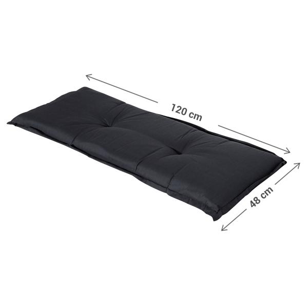 Bankauflage Schwarz 120x48 cm - Bequeme 6 cm Polsterung SG-20 - Sitzkissen für Gartenbank aus Baumwolle & Polyester - UV-Schutz, Gartenbankauflage