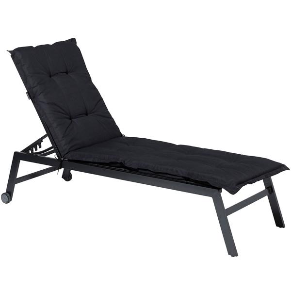 2er-Set Liegen-Auflage - Weiche, komfortable Polsterung, schwarz, 200x65 cm - UV-Schutz, Bindebänder & Riemen - Für Garten, Balkon, Liegestuhl, Sonnenliege