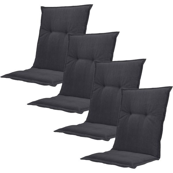 4er-Set Gartenstuhlkissen Niederlehner - Weiche, komfortable Polsterung, schwarz, 105x50cm - UV-Schutz, mit Bindebändern & Riemen, Niederlehner Polster