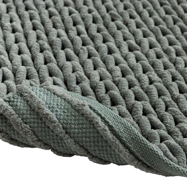 Premium bath mat 80x50 cm in cedar green – fluffy shower mat with relief knit look – non-slip bath rug made of cotton blend