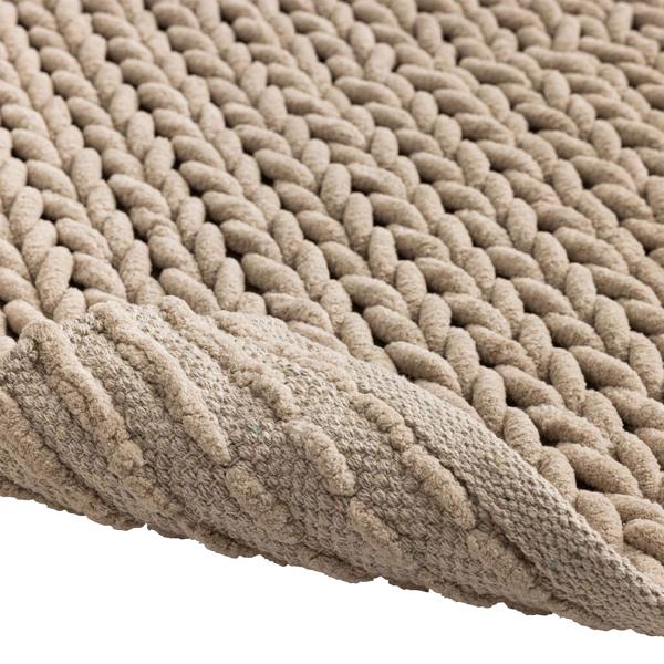 Premium bath mat 80x50 cm in sand – fluffy shower mat with textured knit look – non-slip cotton-blend bath rug