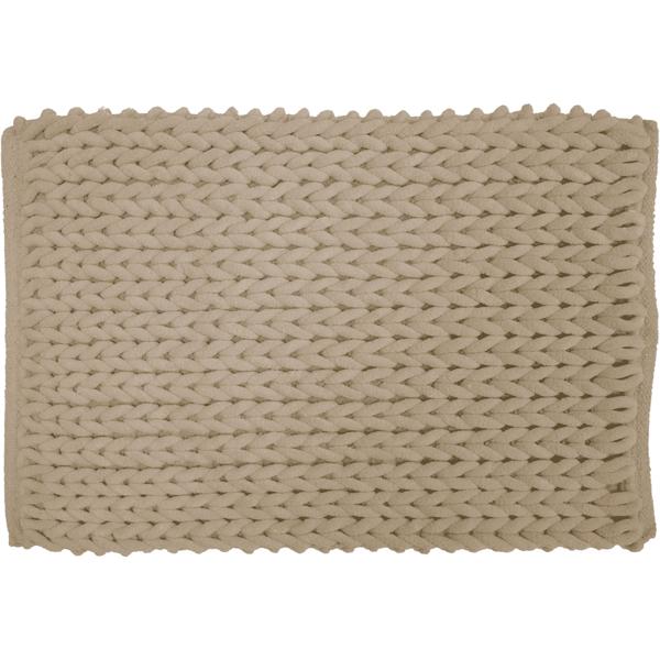 Premium bath mat 80x50 cm in sand – fluffy shower mat with textured knit look – non-slip cotton-blend bath rug