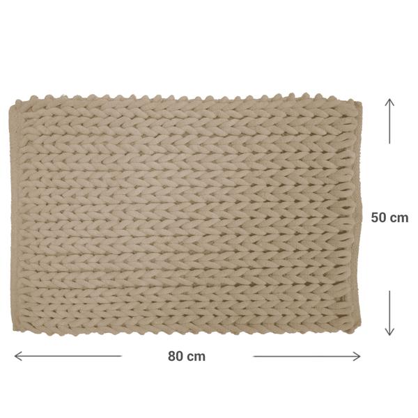 Premium bath mat 80x50 cm in sand – fluffy shower mat with textured knit look – non-slip cotton-blend bath rug