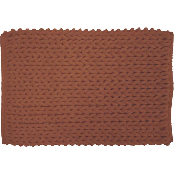 Premium Badmatte 80x50 cm in Terrakotta - Flauschiger Duschvorleger mit Relief-Strick-Optik - Rutschfester Badteppich aus Baumwollmix
