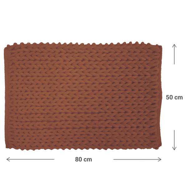 Premium Badmatte 80x50 cm in Terrakotta - Flauschiger Duschvorleger mit Relief-Strick-Optik - Rutschfester Badteppich aus Baumwollmix