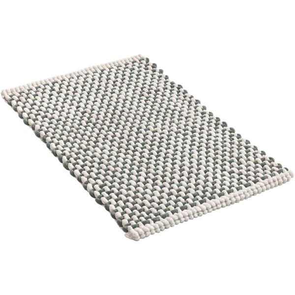 Bath mat 80x50 cm in green-white – soft chenille shower mat with knitted look – non-slip bath rug with cotton content