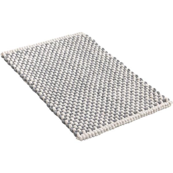 Badmatte 80x50 cm in Grau-Weiss - Weicher Duschvorleger aus Chenille-Gewebe in Strick-Optik - Rutschfester Badteppich mit Baumwoll-Anteil