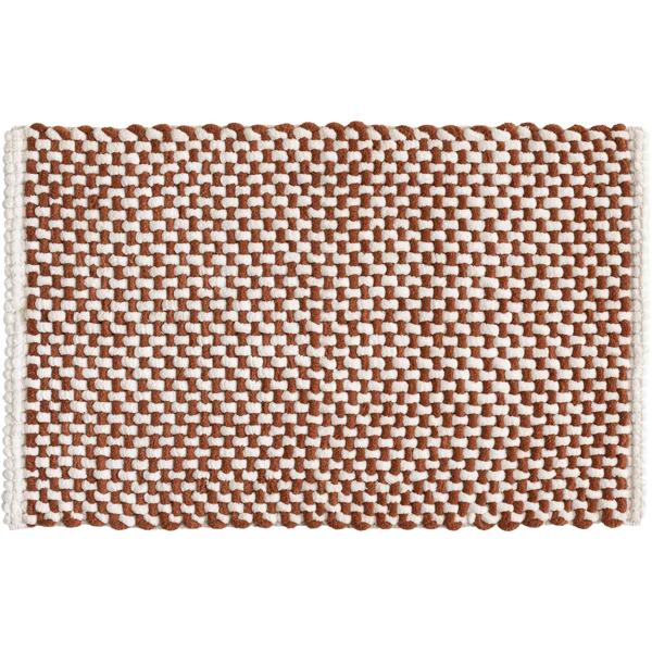 Bath mat 80x50 cm in terracotta-white – soft chenille shower mat in knitted look – non-slip bath rug with cotton content