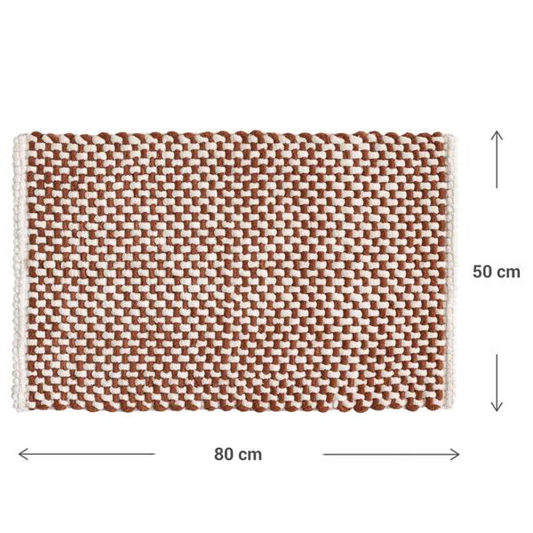 Bath mat 80x50 cm in terracotta-white – soft chenille shower mat in knitted look – non-slip bath rug with cotton content