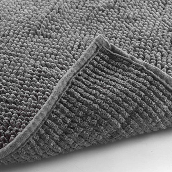 Fluffy bathroom rug 75x45 cm in anthracite – non‑slip shower mat with soft microfibre texture
