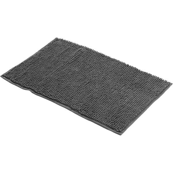 Fluffy bathroom rug 75x45 cm in anthracite – non‑slip shower mat with soft microfibre texture