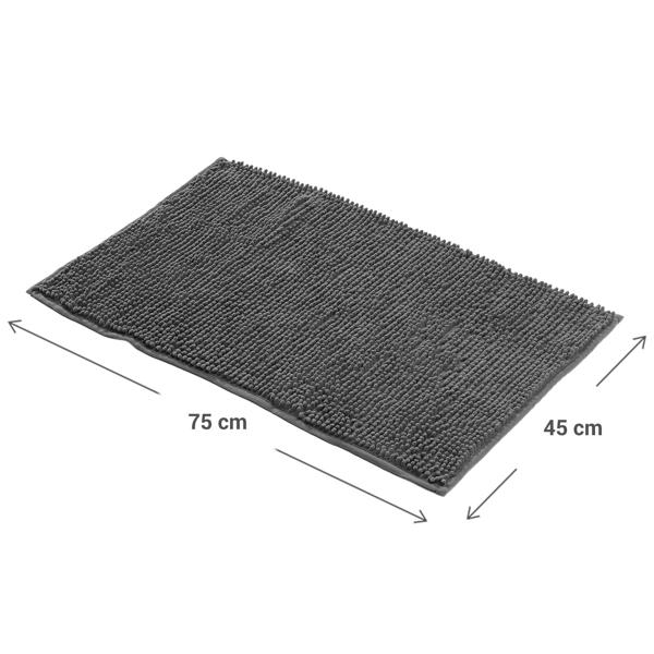 Fluffy bathroom rug 75x45 cm in anthracite – non‑slip shower mat with soft microfibre texture