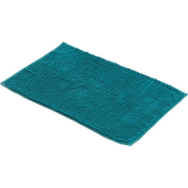 Fluffy bathroom rug 75x45 cm in emerald green – non‑slip shower mat with soft microfibre texture