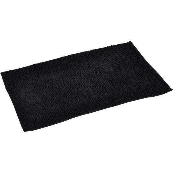 Fluffy bathroom rug 75 x 45 cm in black – non-slip shower mat with soft microfibre texture
