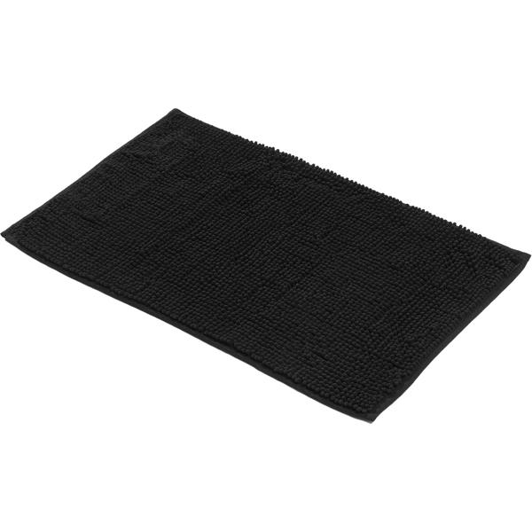 Fluffy bathroom rug 75 x 45 cm in black – non-slip shower mat with soft microfibre texture