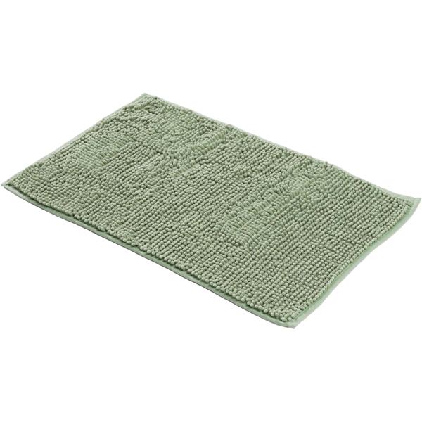 Fluffy bathroom rug 75x45 cm in green – non‑slip shower mat with soft microfibre texture
