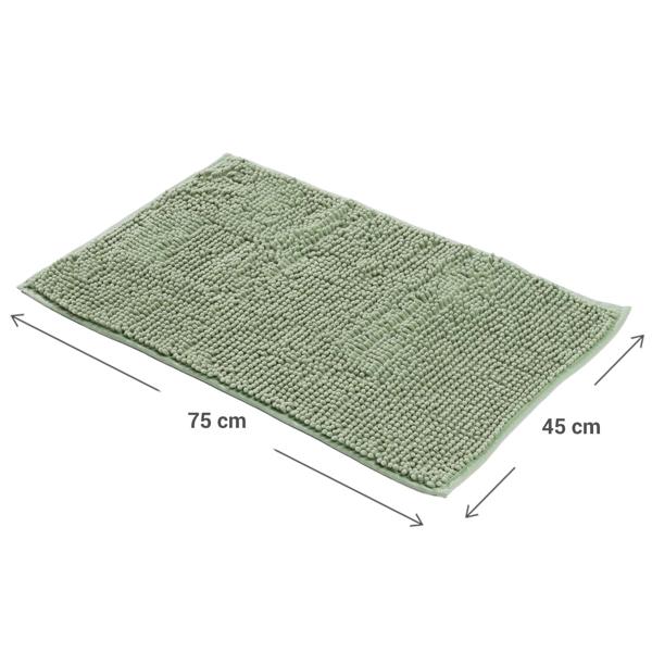 Fluffy bathroom rug 75x45 cm in green – non‑slip shower mat with soft microfibre texture