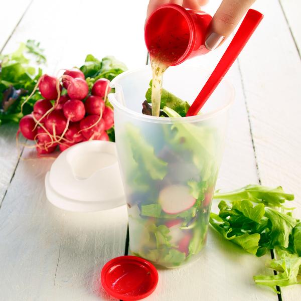 Salat-to-go-Becher mit Dressingbehälter & Gabel, ideal auch für Obst