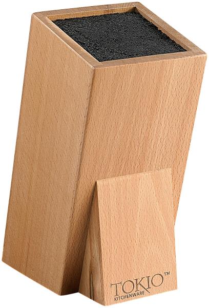 Universal wooden knife block with bristle insert