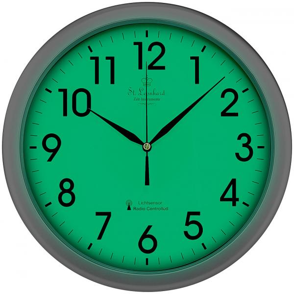 Kabellose Funk-Wanduhr mit automatisch gesteuerter Zifferblattbeleuchtung und Lichtsensor