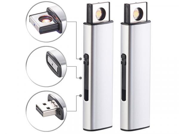 Jeu de 2 briquets électroniques USB à piles, spirale lumineuse, protection contre le vent