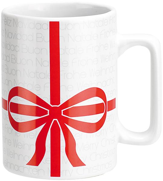 Weihnachtstasse mit Sound "We Wish You A Merry Christmas" - Spülmaschinenfest & Melodie abschaltbar - 80mm Ø, 110mm H, 480g - Festliches Design