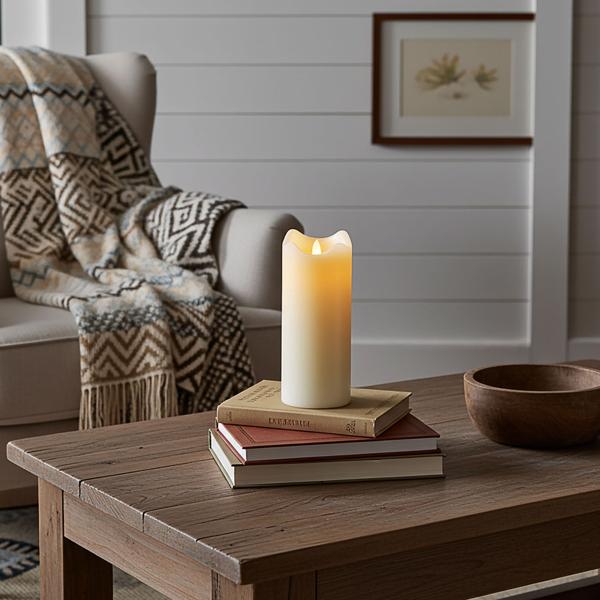 Echtwachskerze mit beweglicher LED-Flamme, 90 x 225 mm, Gr. XL