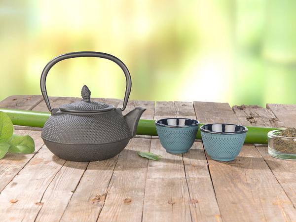 Set de 4 tasses à thé style Arare japonais - Bleu