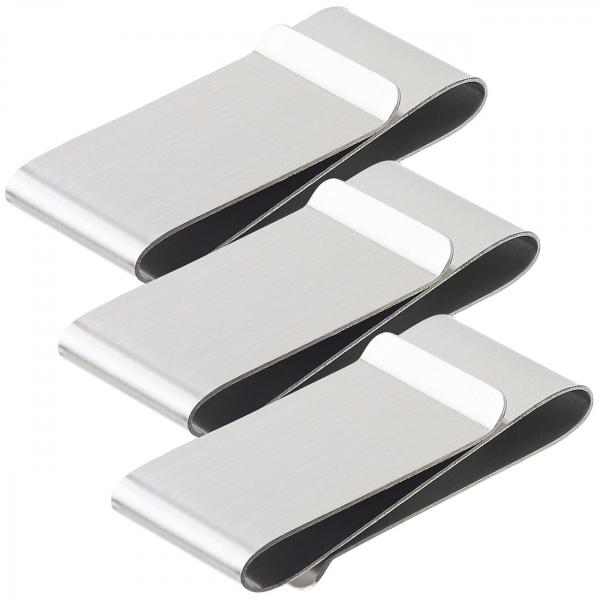 3er-Set Elegante Doppel-Geldschein-Klammern aus rostfreiem Edelstahl