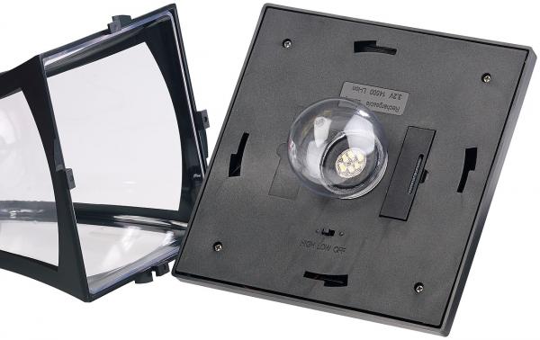 set di 2 lanterne solari a LED da giardino, sensore PIR/ crepuscolare, 100lm, 160 cm