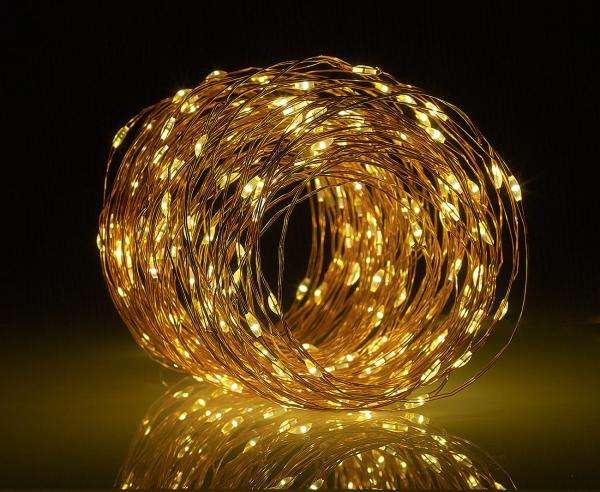 set of 2 solar lights copper wire, 200 warm white LEDs, 8 modes