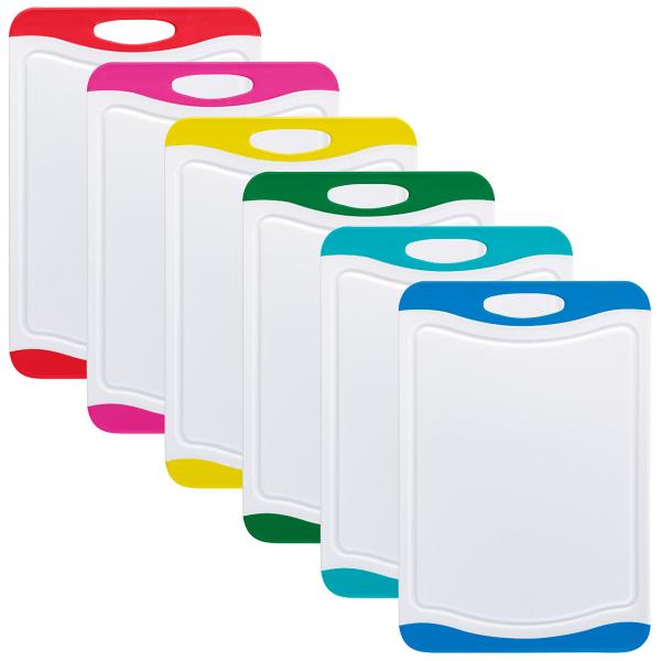 12 planches à découper antibactériennes en 6 couleurs, 29 x 20 cm 